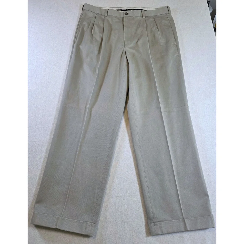 Brooks‎ Brothers Advantage Chino Mens 38x30 Khaki Elliot Pleated Cuffed Pants